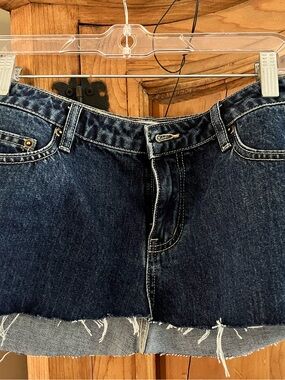 Princess Polly Dark Indigo Denim Mini Skirt with Raw Hem